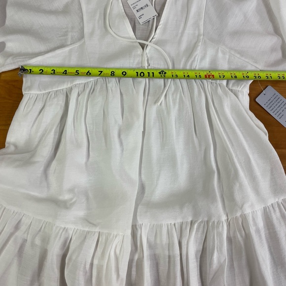 Stitchdrop NWT Saturday tiered long sleeve white dress large - Picture 6 of 8